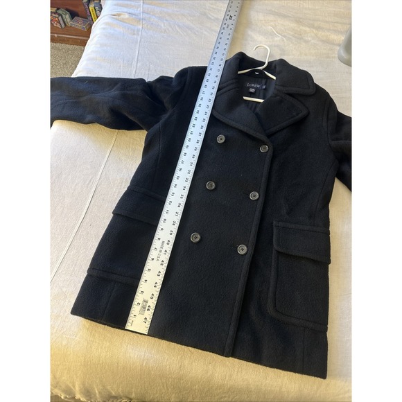 J. Crew Black Wool Mohair Thick Double Breasted Peacoat, Size Small S - Picture 11 of 13